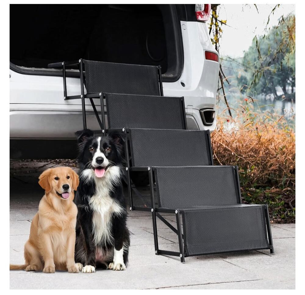 Marudina 5 Step Dog Car Ramp 250lb Aluminum Folding Stairs 17.3" SUV Truck